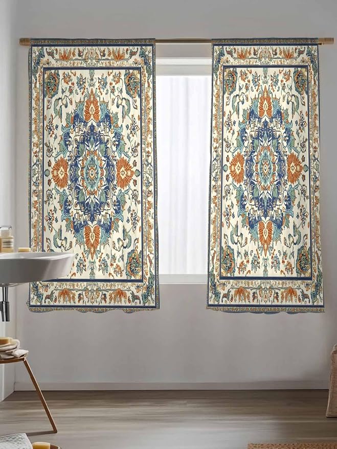 Sheer Curtains 63 Inch Length, Southwest Farmhouse Semi Sheer Curtains Light - Image 5