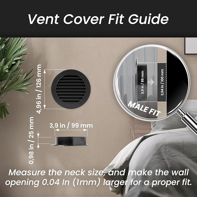 Repa Market 4 Inch Round Black Vent Cover/Plastic Air Vent Grille - Image 2