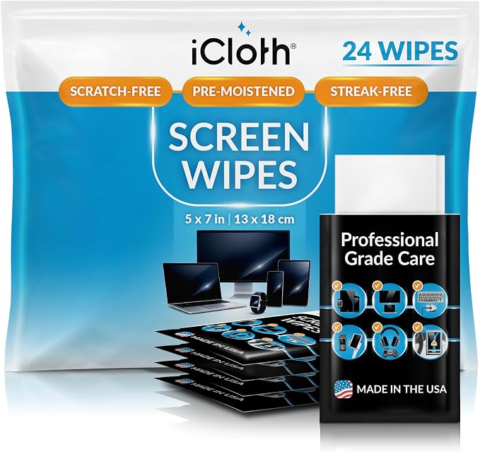 iCloth Screen Cleaner Wipes Individually Wrapped Travel Size Streak-Free by iCloth