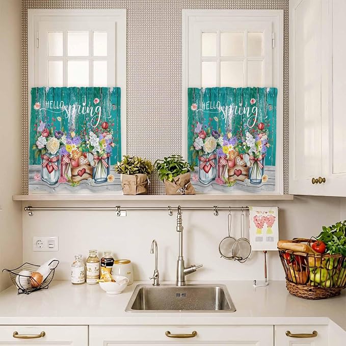 Spring Flowers Kitchen Curtains Set 3 Piece - Image 7