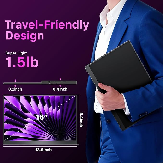kksmart Portable Monitor for Laptop MacBook Surface PC Xbox PS5, Travel Monitor - Image 7