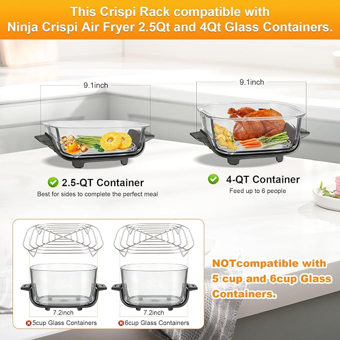 Crisper Rack for Ninja Crispi Air Fryer FN101, Stainless Steel Air Fryer Grill - Image 2