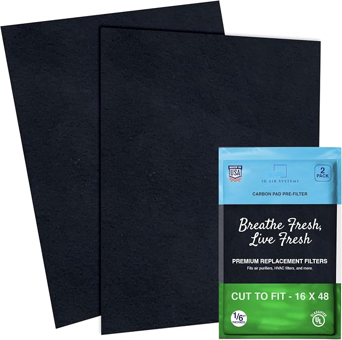 Cut-to-Fit Activated Carbon Filter Pad, 16 x 48 Sheet | Two-pack; trims to size by IDAirSystems