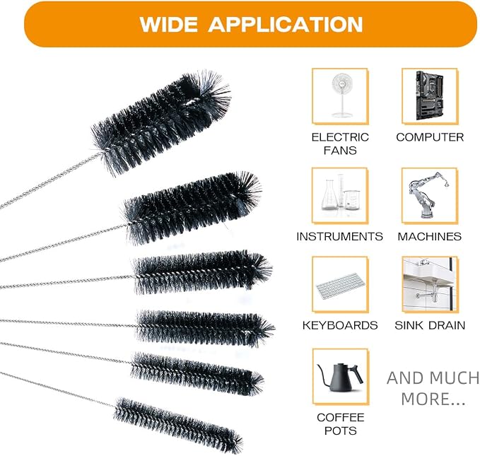 Brush Family Straw Cleaner Brush Set, 6 Piece 12" Long Pipe Tube Bottle Brushes - Image 4