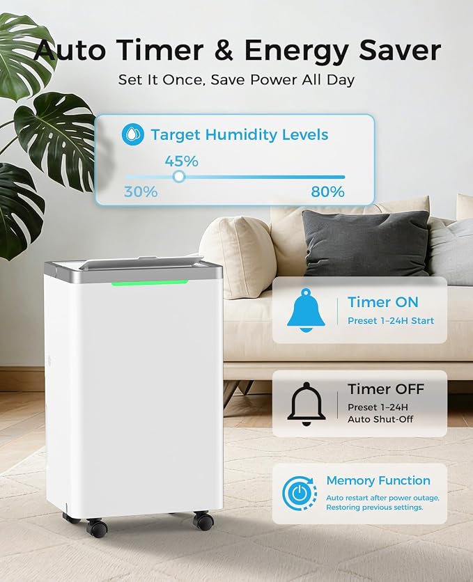 34 Pints Dehumidifier for Basement - Image 7