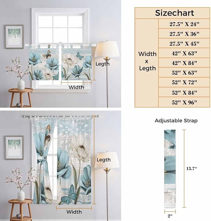 Spring Floral Living Room Curtains 84 Inch Length, Window Curtains Tab Top - Image 8