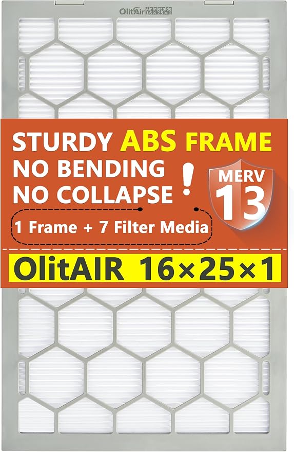 16x25x1 MERV 13 Air Filter, AC Furnace Air Filter, Reusable ABS Plastic Frame - Image 7