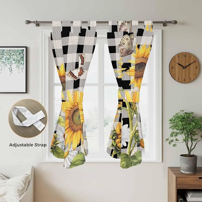 Sunflowers Bedroom Curtains 72 Inch Length, Window Curtains Tab Top - Image 5