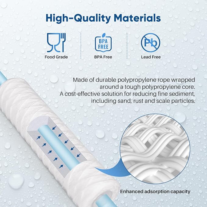 PUREPLUS 20 Micron 10"x2.5" Whole House String Wound Sediment Filter - Image 7