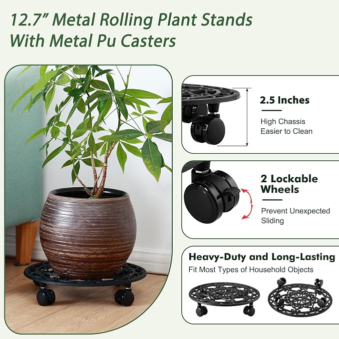 2 Packs Rolling Plant Stand - Image 2