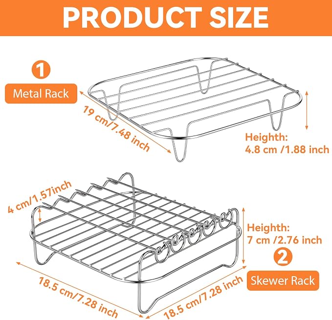 2 Pcs Air Fryer Rack Square, Stackable Multi-Layer Stainless Steel Dehydrator - Image 2