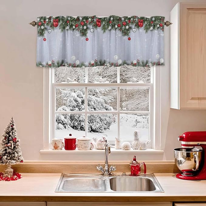 Christmas Curtain Valances for Windows, Kitchen Valance Window Treatment - Image 2