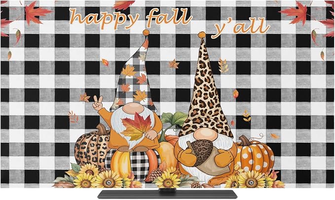 Thanksgiving Gnome Pumpkin Sunflower Indoor TV Cover, Elastic TV Screen - Image 2
