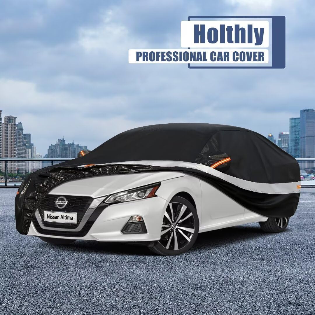 10 Layers Car Cover Custom Fit for Nissan Altima (2002-2024) Waterproof All Weather for Automobiles, Outdoor Full Cover Sun UV Rain Protection.Black