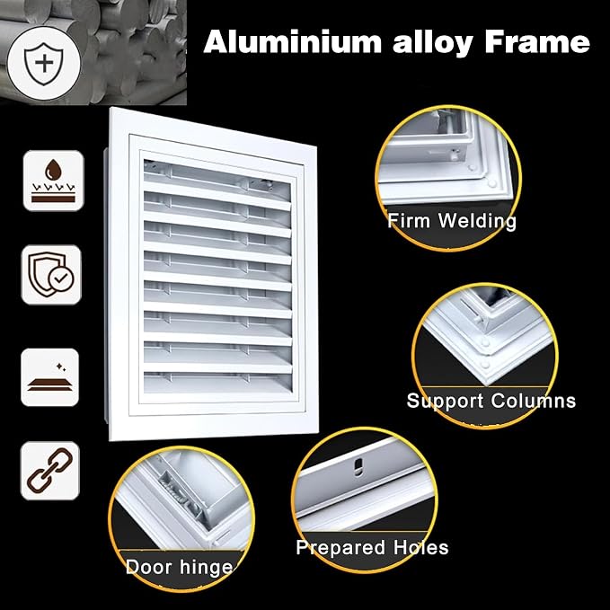 Air Filter Grille Vent Cover, Metal Louvre Ventilation Access Panel - Image 3