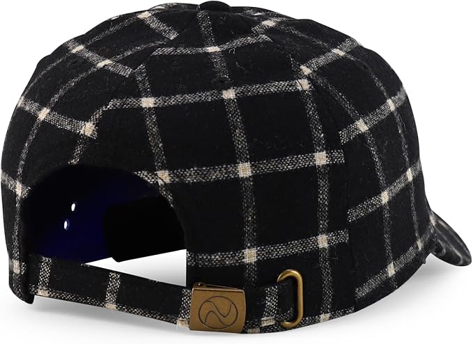 Trendy Apparel Shop Plaid Checker Wool Blend Unstructured Baseball Cap - Image 3
