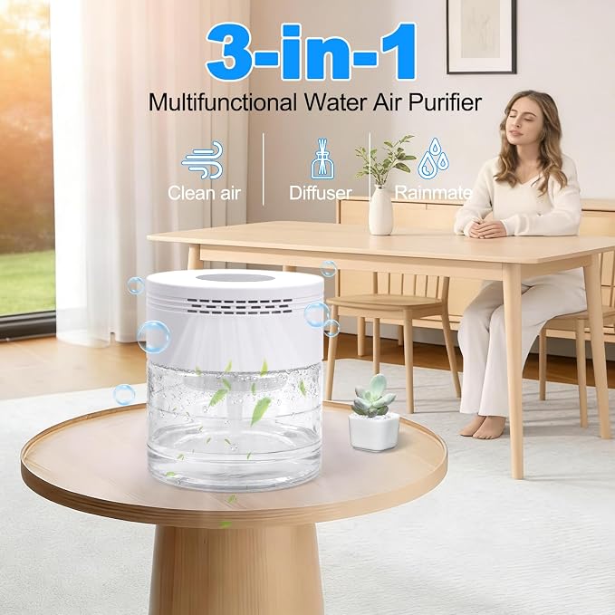 Water Air Purifiers for Home, Water Based Air Purifiers, Quiet 3-Speed Air - Image 4