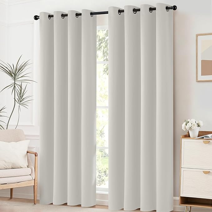 Yakamok Blackout Curtains for Bedroom,Room Darkening Thermal Insulated Grommet Top Drapes for Living Room,Light Beige,52x108 Inch, 2 Panels