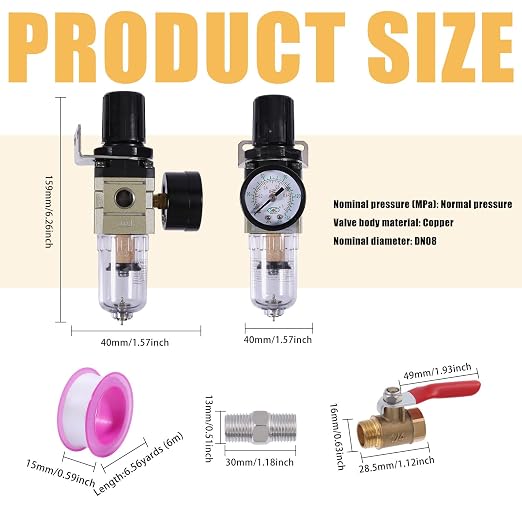 G1/4 Compressed Air Filter Regulator Combo Manual Drain Water Oil Separator - Image 2