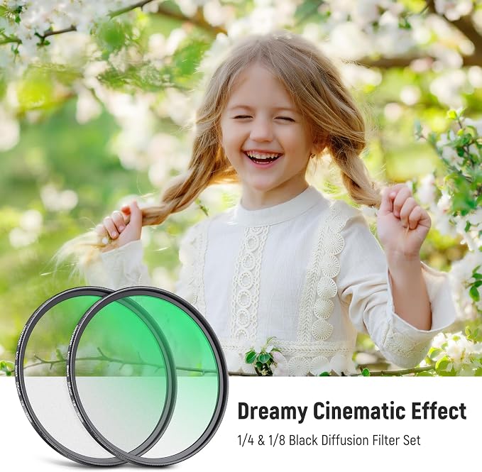 NEEWER 52mm 1/4 & 1/8 Black Diffusion Camera Lens Filter 2 Pack Set, Dreamy - Image 2
