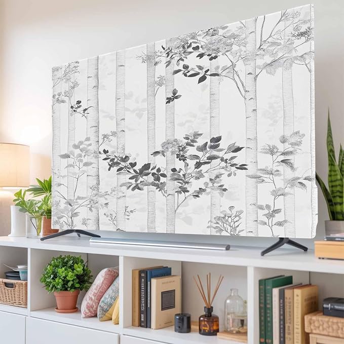 Watercolor Forest Tree Leaf Indoor TV Cover, Elastic TV Screen Protector - Image 6