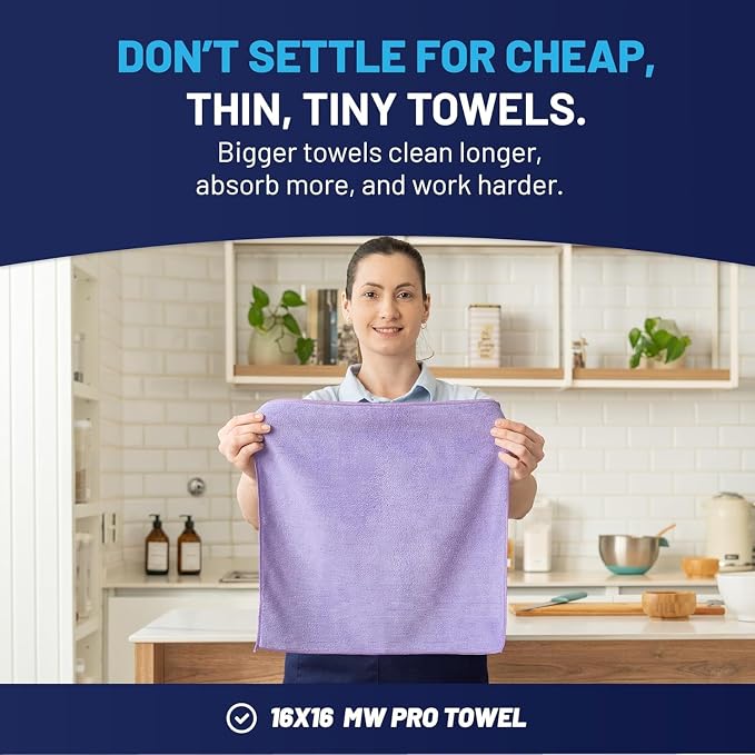 MW PRO Microfiber Cleaning Cloths Purple - Image 3