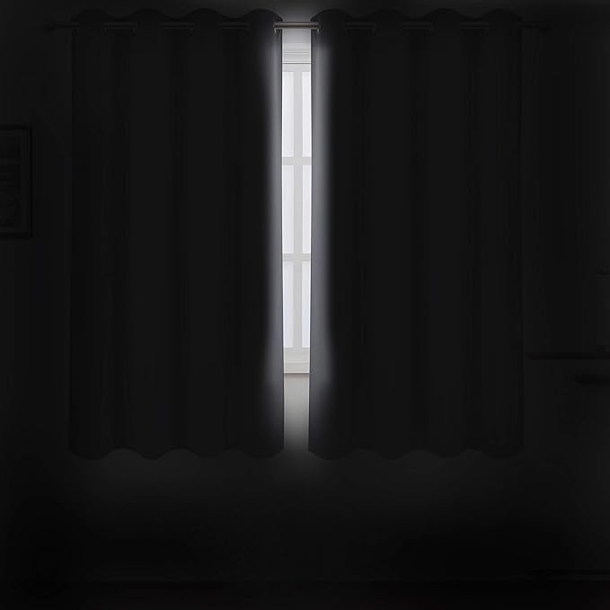 LEMOMO Grey Blackout Curtains 66 x 63 Inch Length/Set of 2 Curtain Panels/Thermal Insulated Room Darkening Blackout Curtains for Bedroom