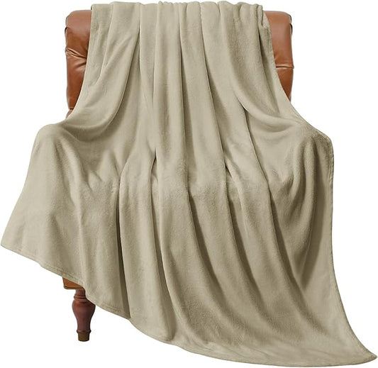 BEDELITE Fleece Blanket Oat Linen Throw Blankets for Couch & Bed, Luxury Plush Cozy Fuzzy Blanket 50x60 inches, Super Soft Warm Lightweight Throw Blanket for Travel Camping