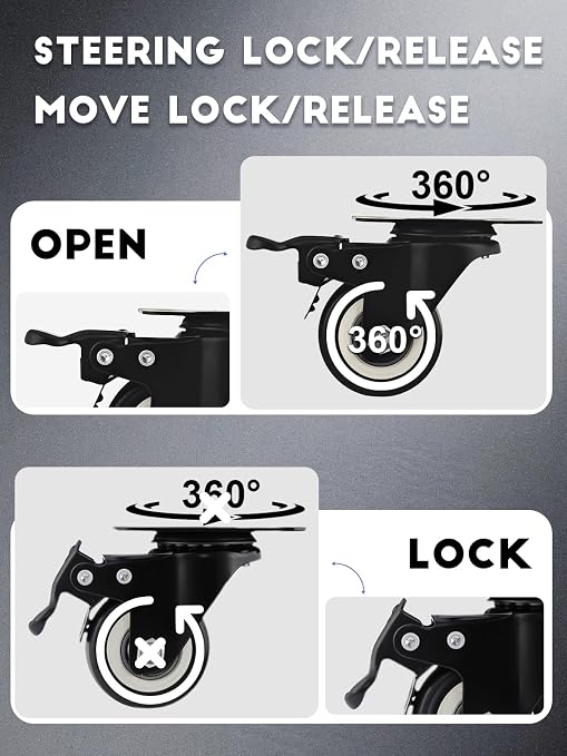 2 Inch Caster Wheels Set of 32 Heavy Duty Casters, - Image 5
