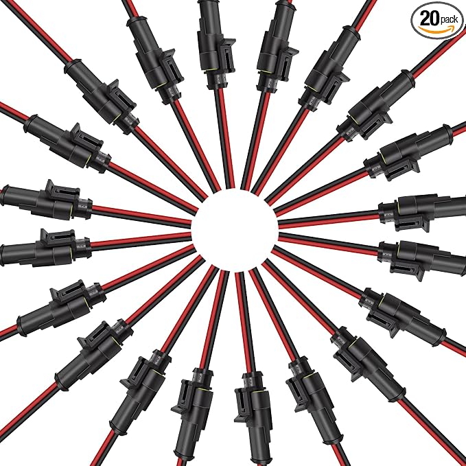 20Pcs Car Waterproof Electrical Connector, 2 Pin Connector, 16 AWG 2 Wire by BFXM