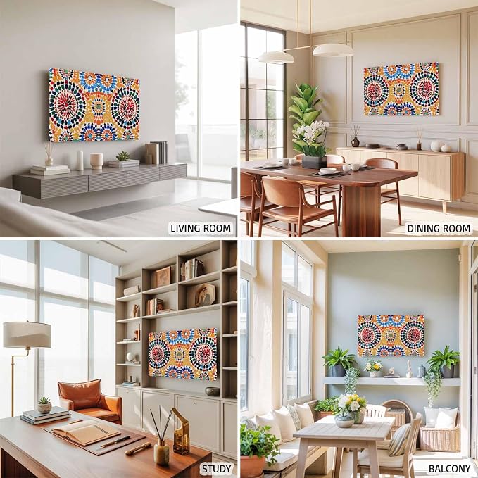 Traditional Colourful Moroccan Wall Tile Mosaic Back Indoor TV Cover, Elastic - Image 5