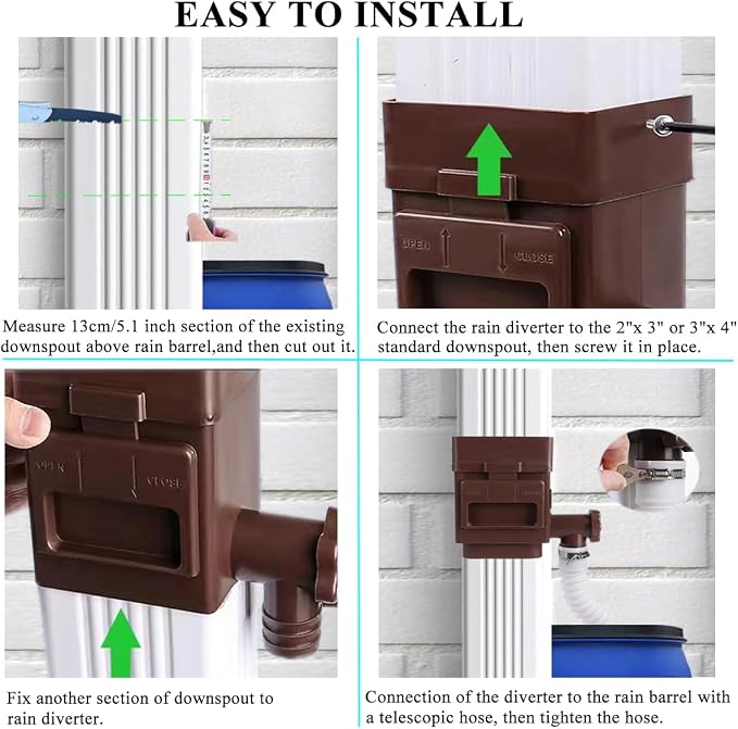 Rain Barrel Diverter Kit, Downspout Diverter Fits - Image 6
