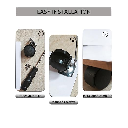 Black Plastic 1.5 inch Plate Casters - Image 4