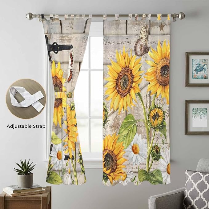 Farm Flowers Living Room Curtains 96 Inch Length, Window Curtains Tab Top - Image 5