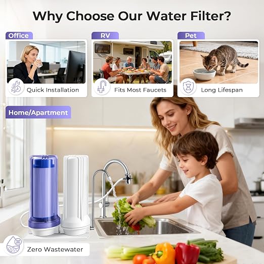 iSpring CKC2 2-Stage Countertop Water Filter, NSF/ANSI 58 Certified, Sediment & - Image 5