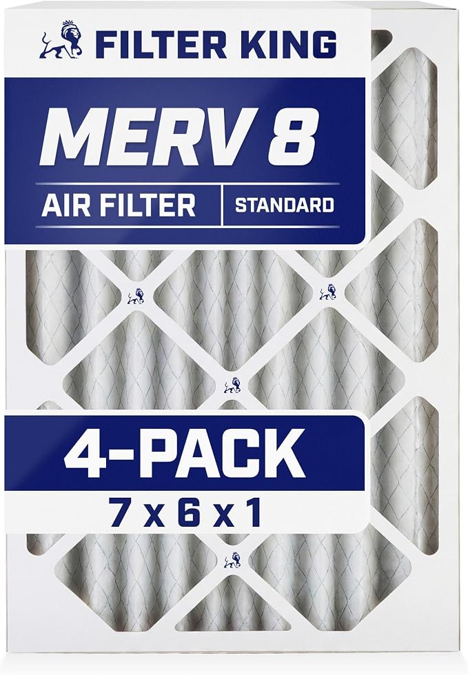 Filter King 7x6x1 Air Filter | 4-PACK | MERV 8 HVAC Pleated A/C Furnace Filters by FilterKing
