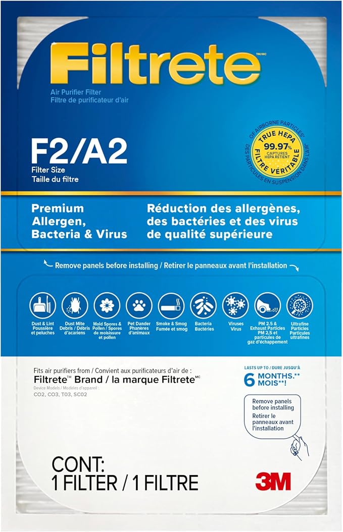 Filtrete F2 Room Air Purifier Filter, True HEPA Premium Allergen, and Virus by Unknown