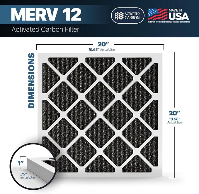 BNX TruFilter 20x20x1 MERV 12 Odor Defense AC Furnace Air Filter - Image 2