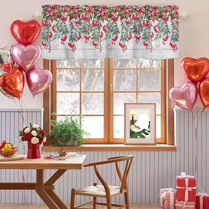 Poinsettia Berry Valance Curtains - Image 7