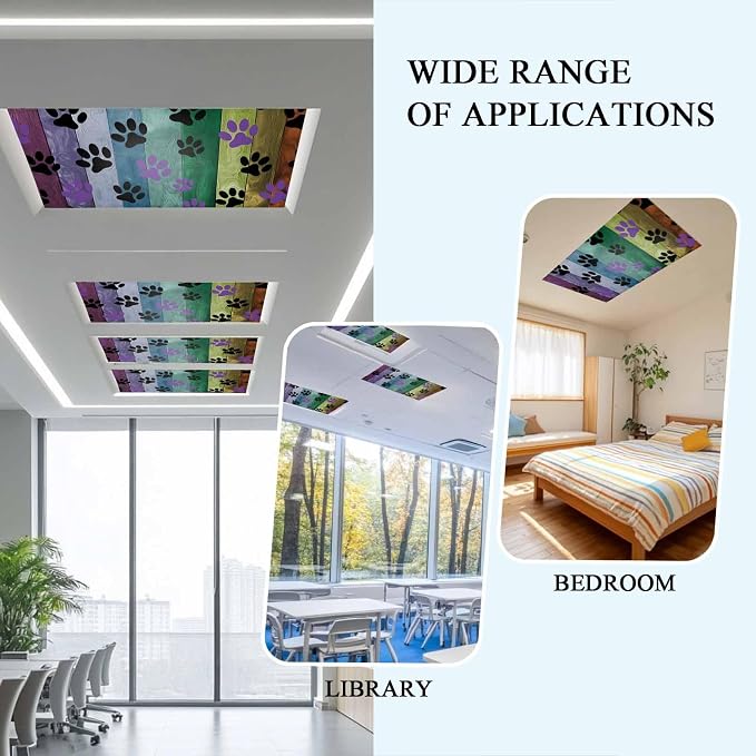 Yukro 3 Pack Fluorescent Light Covers Colorful Dog Paw Prints on The Board - Image 4