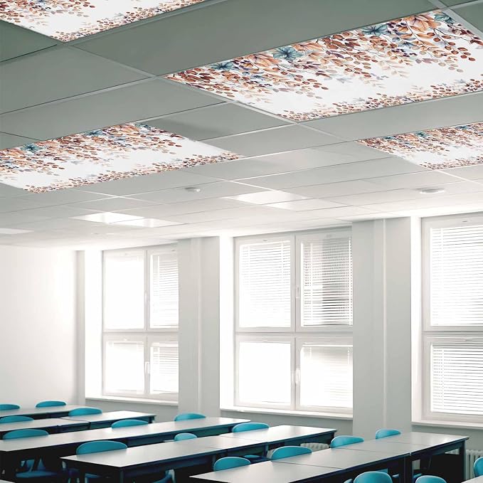 3 Pack Fluorescent Light Cover for Classroom Ceiling Light, Fall Orange - Image 2
