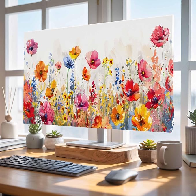 Watercolor Country Flowers Indoor TV Cover, Elastic TV Screen Protector Red - Image 4