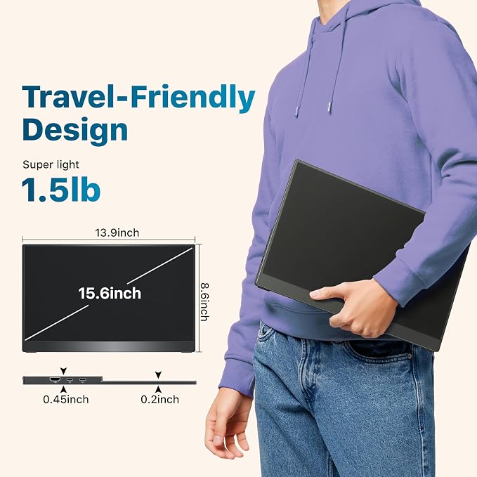 kksmart Portable Monitor for Laptop MacBook Surface PC Xbox PS5, Travel Monitor - Image 5