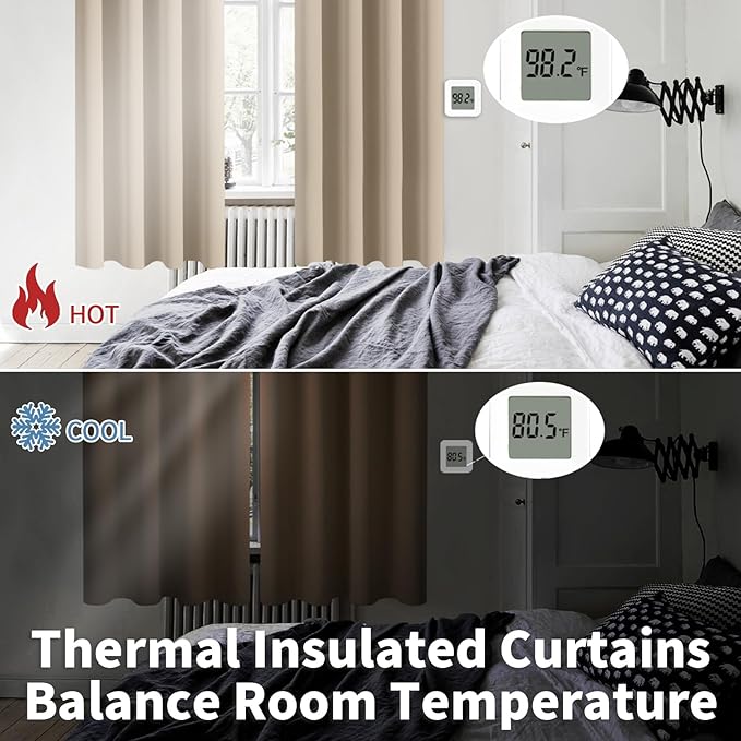 BGment Blackout Curtains - Grommet Thermal Insulated Room Darkening Bedroom and Living Room Curtains, Set of 2 Panels (38 x 63 Inch, Sand)