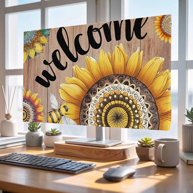 Spring Farm Blossom Sunflower Bee Indoor TV Cover, Elastic TV Screen Protector - Image 4
