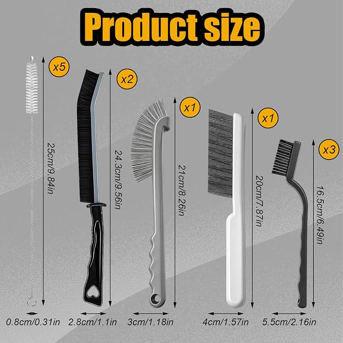 12pcs Crevice Cleaning Brush, Straw Cleaner Brush, Hard Bristle Grout Brushes - Image 2