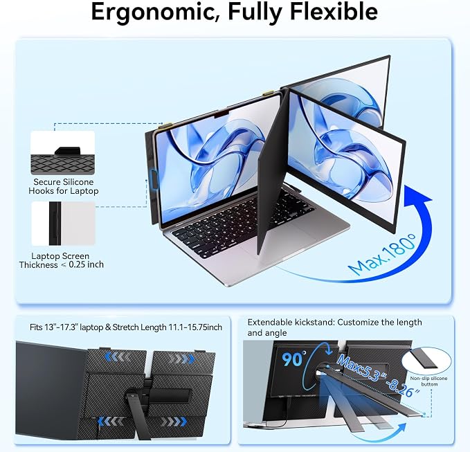 14" Laptop Screen Extender, Ultra-Thin Ligthweight FHD 1080P IPS Portable - Image 6