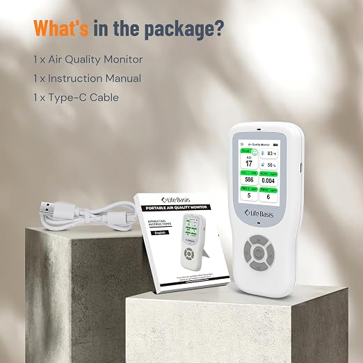 LifeBasis Air Quality Monitor Indoor, 11-in-1 Air Quality Detector - Image 8