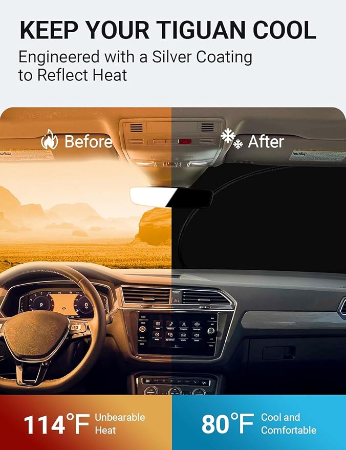 Proadsy 2026 Upgrade Front Windshield Sun Shade Foldable Sunshade Protector - Image 3