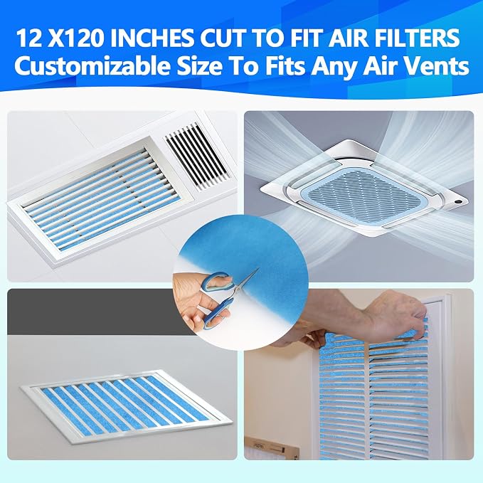 2 Rolls 12" x120" Air Vent Filters, Cut to Fit Air Filter, MERV 8 Triple Vent - Image 6